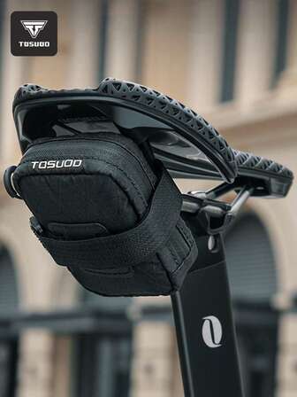TOSUOD 1 pieza Bolsa ligera desmontable para sillín de bicicleta en color negro - Bolsa para el asiento de la bicicleta, bolsa para bicicleta de montaña, de carretera y plegable, con cojín, bolsa para el asiento de la bicicleta - Equipo de ciclismo compacto con correas y cremalleras seguras, bolsa de almacenamiento para bicicleta