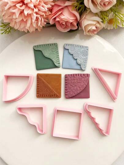 Geometric Shapes Polymer Clay Cutter Set (5 PCS) - Cute Heart-Shaped Soft Clay Mold, High Polymer Soft Clay Cutter, Ear Accessory Making Tool, DIY Earring Jewelry Making Molds, Handmade Gifts Hairpin Ornaments Pendant Clay Cutting Mold Tool DIY Creative Decorative Earrings