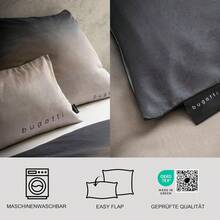 Bugatti Bed Linen 135 X 200 Cm - 100% Cotton, Zip, Cuddly, Soft & Washable, Mako Satin Bed Linen Striped Grey Beige - Grey/Beige - View 11