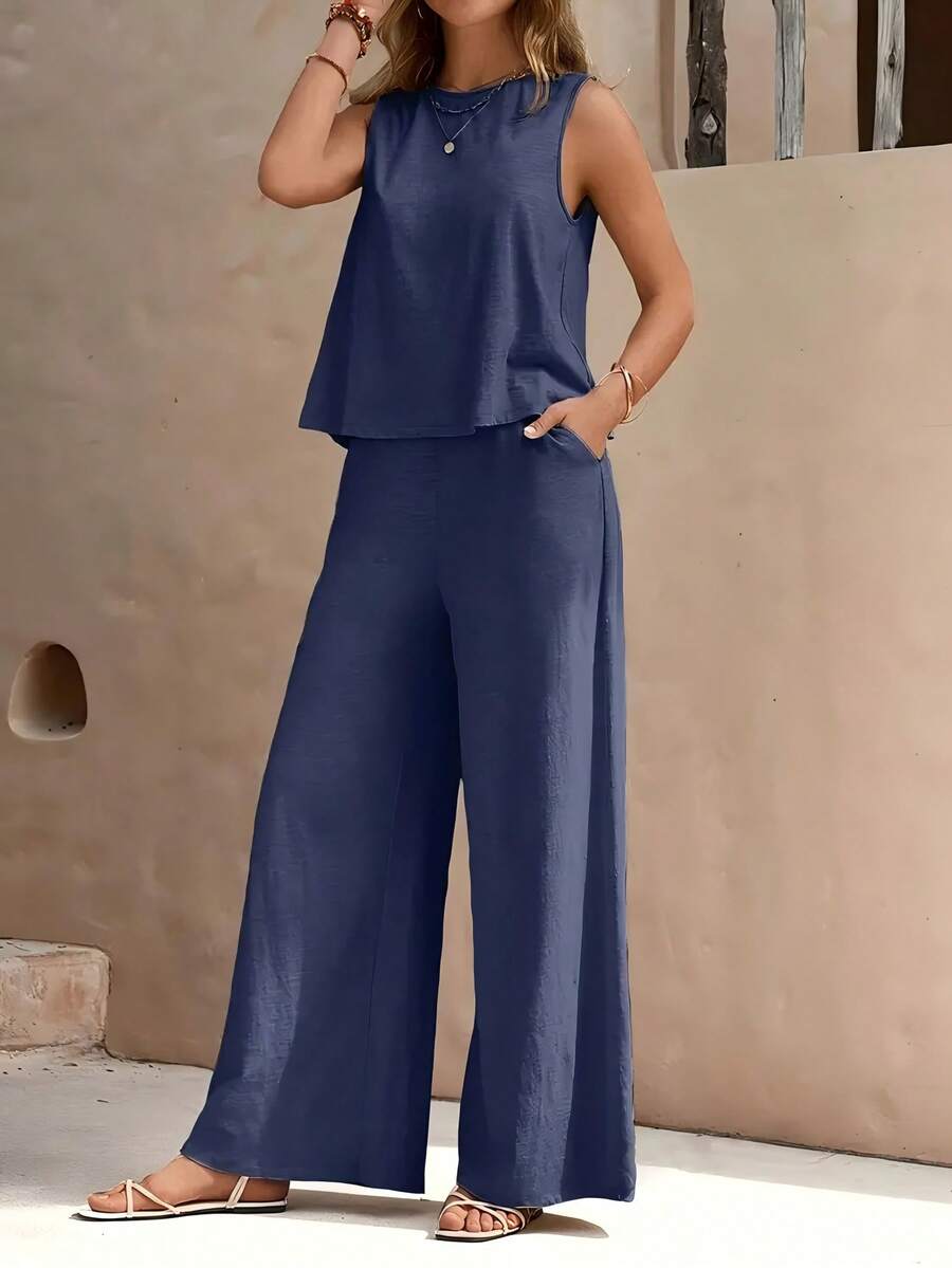 The Fashionable And Casual Women's Outdoor Set Has A Neat And Elegant Appearance, Suitable For Commuting In A Relaxed Atmosphere. - 海軍 - 查看 1
