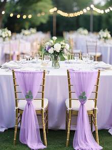 10件装通用优雅雪纺椅套，奶酪布椅背装饰丝带，透明雪纺蝴蝶结装饰丝带，适用于婚礼招待会、教堂走道装饰、派对、酒店、活动、情人节、生日、家庭聚会、仪式、摄影道具 - 彩色 - 查看 7