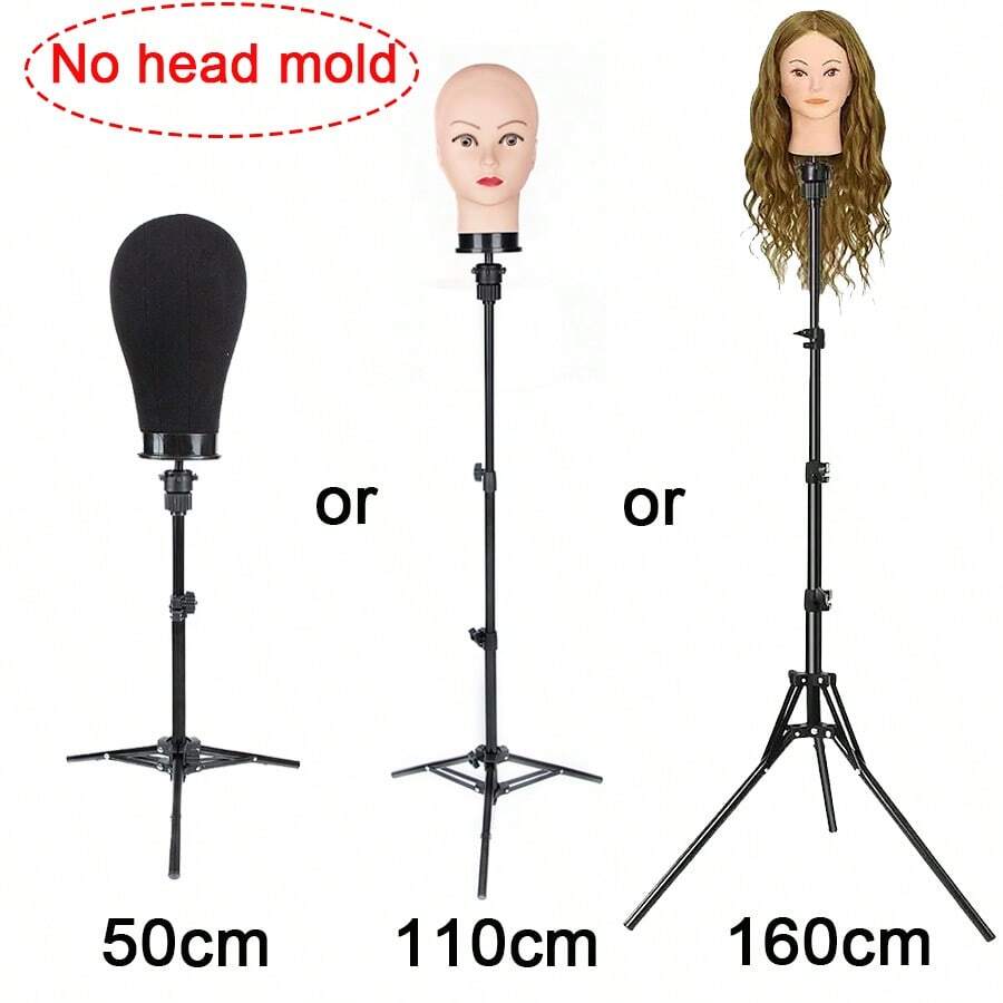 Professional 3-Height Wig Mannequin Head Stand (50/110/160cm), Black