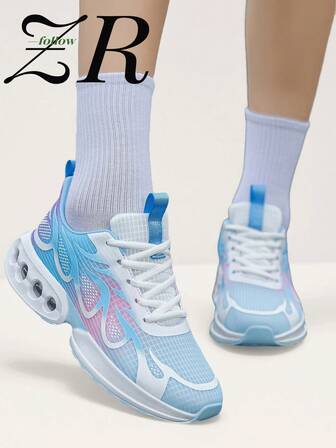 Women's Colorful Gradient Cushioned Sneakers, Thick Sole Durable & Elastic, Fashionable & Versatile For Daily Commute, Outdoor Sports, Suitable For 36-42 EU, Great Christmas & New Year Gift