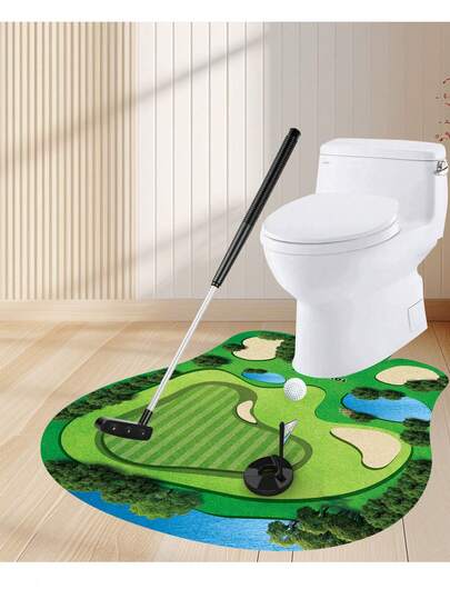 1 Set Toilet Golf Game Set, A Fun Gag Gift Set To Play In Any Bathroom Or Shower, Mini Golf Practice, Toilet Golf Game, Suitable As A Gift For Dad, Husband Or Boyfriend, Gag Gift, Valentine's Day Gift, And Small Party Gift