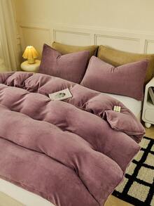 2/3件套灰色和粉色暖绒水晶绒被套套装（不含被芯），透气超柔软，四季皆宜（1件被套+1/2件枕套，不含枕芯），柔软双色设计床上用品套装，适用于卧室、客房、宿舍，1件被套+1/2件枕套（不含被芯），可机洗，提供加大码、大号、双人/标准双人、单人尺寸，适用于宿舍、返校季、秋季、冬季和春季，法兰绒面料 - 藕粉色 - 查看 4