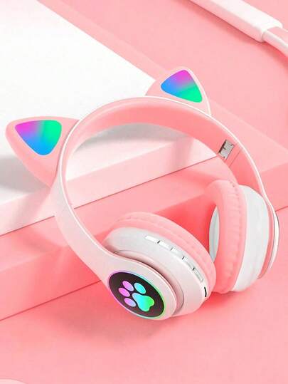 AKKHOO سماعة لاسلكية تصميم أذن القط قليل من الكمون طويل بطارية