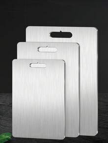 1pc Stainless Steel Double-Sided Cutting Board - Heavy Duty Kitchen Chopping Board With Non-Slip Base, Suitable For Meat, Vegetables, Fruits And More - Easy To Clean - Ideal For Home, Commercial Kitchen And Home Cooking - Multicolor - View 9