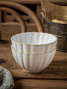 1 pieza/2 piezas/4 piezas Tazones de cerámica con estampado de calabaza estilo nórdico, tazones pequeños para uso doméstico para porciones individuales -- Vajilla con estilo, adecuada para varios alimentos como sopa, ensalada, etc. | Artículos de cocina únicos, también un regalo para amantes del hogar