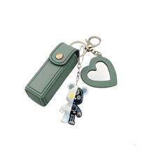 Lipstick Lipstick Leather Cover Love Mirror Cute Cartoon Bear Key Ring, Portable Compact Lipstick Case With Built-In Vanity Mirror, Adorable Bear Charm Keychain For Purse Backpack And Wrist, Pocket-Sized Cosmetic Organizer For Touch-Ups, Girly Kawaii Accessory, Everyday Travel Makeup Essential, Cute Gift Idea For Her, Holiday Stocking Stuffer For Halloween Autumn Parties Thanksgiving Christmas Winter Celebrations, Bridesmaid Party Favor, Cute Phone Bag Charm Accessory - Multicolor - View 4