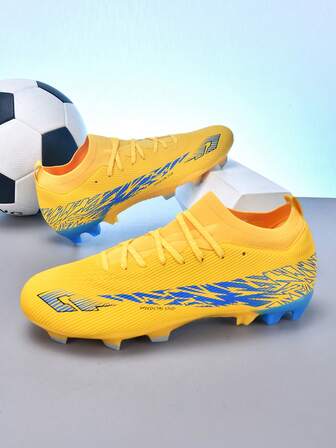 1 par de zapatos de fútbol/fútbol para exteriores de alta gama unisex, tacos resistentes al deslizamiento TF para adultos, estudiantes y adolescentes, adecuados para césped artificial, botas de fútbol/fútbol de cuero con cordones, ligeros, de alto rendimiento, diseño antideslizante, botas de fútbol profesionales