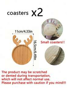 2 Stücke/1 Stück wiederverwendbare Weihnachts-Holztablett, Hirschgeweih-förmiges Tablett, Hirschgeweih-förmige Untersetzer, geeignet für Sushi, Obst, Snacks und Feiertags-Tischdekoration, wiederverwendbares Dessert-Präsentationstablett, Untersetzer, geeignet für Weihnachtspartys und Feiertags-Zusammenkünfte, Tischzentrum, Weihnachts-Heimdekoration