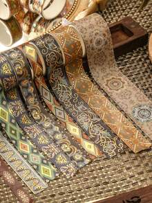 20 Rolls/Box Dunhuang Pattern Vintage Washi Tape Set, Various Gold Foil Pattern Creative Design Masking Tapes, Used For Scrapbook Decoration, DIY Journals And Art Decoration, A Gift For Friends