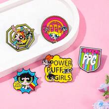 华纳兄弟 1/5 件套可爱卡通动漫胸针套装 经典飞天小女警珐琅别针 背包服装首饰金属徽章配饰礼品 - 均碼 - 查看 6