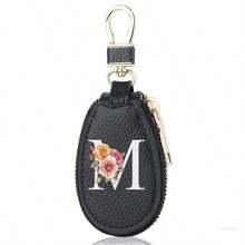 白色字母钥匙包，复古商务，多功能钥匙保护套，拉链汽车钥匙包，男士休闲便携式钥匙收纳包，大容量收纳盒，汽车钥匙包，万圣节礼物教师节礼物男士礼物女士礼物情人节礼物 - 彩色 - 查看 24