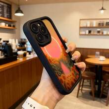 Cubierta de teléfono con borde negro diseño de girasoles al atardecer para iPhone 14 Pro Max ideal para uso diario en cafeterías y espacios urbanos Aplicable a los teléfonos de la serie Apple y Galaxy - Negro - Ver 6