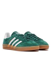 Adidas Giày thể thao nam Gazelle Indoor Casual Sneakers đế ngoài bằng da lộn màu cao su, gót tương phản, sọc thoải mái khi tập Gym hàng ngày, màu xanh navy JI2062 - xanh lá cây và trắng - Xem 2