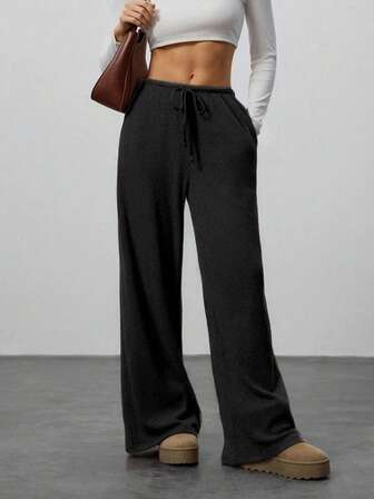 SuofeiMan Women's Mid-Rise Wide Leg Pants, New Autumn/Winter Style, Casual Comfortable Lounge Pants, Daily Wear, Fashionable
