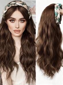 Peluca con diadema trenzada verde de 24 pulgadas, estilo europeo y americano, cabello largo rizado y ondulado, adecuada para uso diario, fiestas y disfraces de cosplay, peluca de Halloween apta para todas las estaciones. (Color del cabello: negro, marrón) - Multicolor - Ver 11