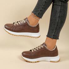 Nuevos zapatos deportivos casuales para mujer con puntera redonda, cordones y bloques de color, multifuncionales y versátiles para la ciudad y el aire libre, con ojetes metálicos, aptos para todas las estaciones