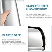 Stainless Steel Roll Top Lid Bread Bin Loaf Box Kitchen Food Storage Silver - Silver - View 3