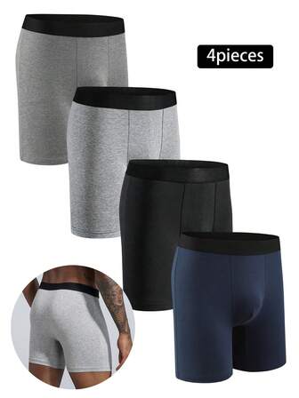 4pieces Mid-Long Boxer Shorts Men Underwear Fashion Style Male Underpants For Men Comfortable Boxershorts Slips Soft Briefs Panties