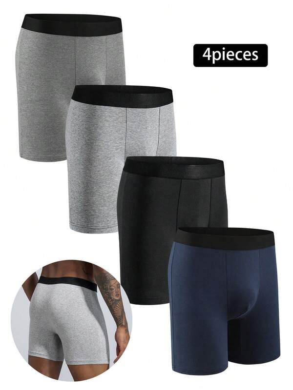 4pieces Mid-Long Boxer Shorts Men Underwear Fashion Style Male Underpants For Men Comfortable Boxershorts Slips Soft Briefs Panties