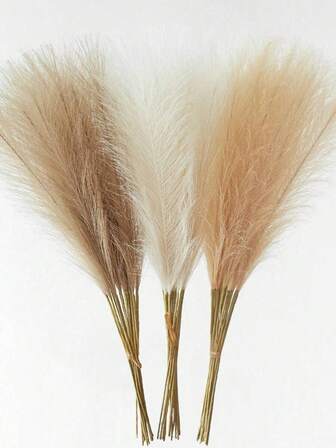 12/24pcs Faux Pampas Grass Artificial Reeds Large Tall Fluffy Artificial Fake Flower Bulrush Reed Grass Artificial Plants Boho Decor For Wedding Party Decoration, Home Living Room Bedroom Decor, Vase Arrangement, DIY Photoshoot Props Gifts Birthday Graduation,Fall Decor,Autumn