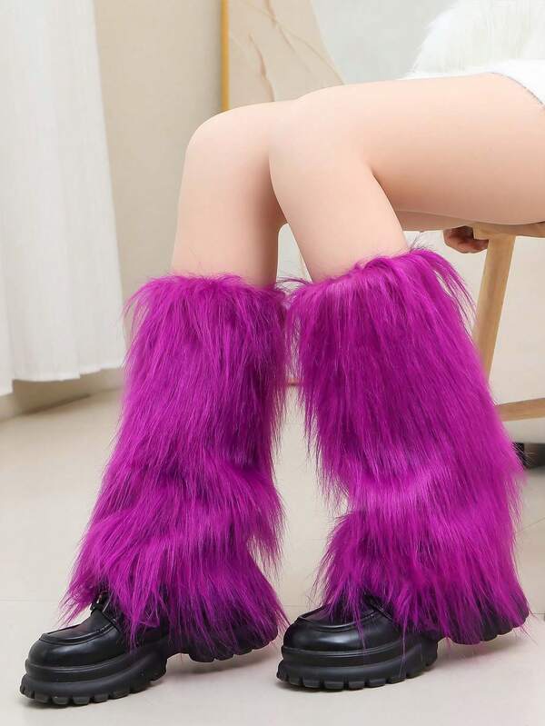 1 Paio di Calze Ginocchio Stile Harajuku Soffici: Calze Pelose Spesse per Donna per Autunno e Inverno - Lavabili a Mano, Materiale in Poliestere