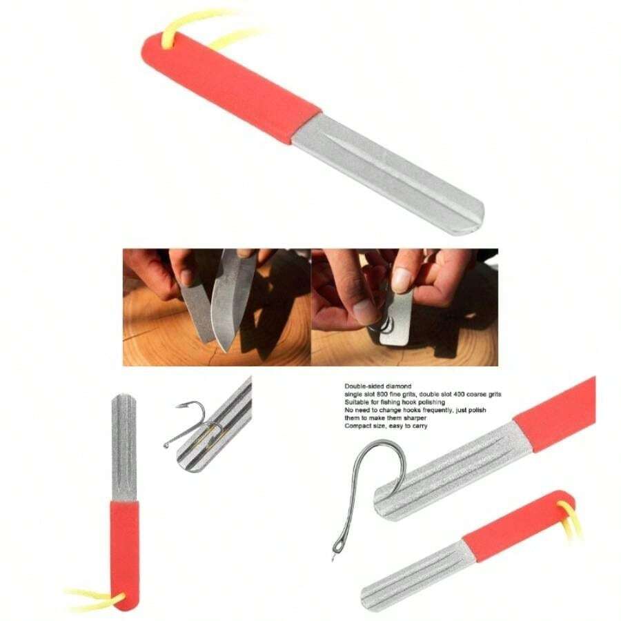 Hook Sharpener, Fishing Hook Hone, Fishhook Sharpening Whetstone Double Side 400/800 Grits Fish Hook Grinding File Fishing Grinding - inicial - Ver 1