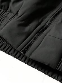 Hidkat 男士时尚冬季休闲保暖加厚立领羽绒服，带毛领，拉链开衫，适合户外及日常穿着 - 黑色 - 查看 7