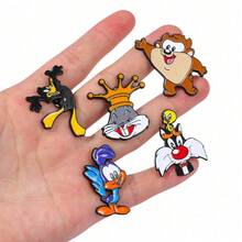 Warner Bros 1/5 Pcs Creative Cartoon Brooch Set Cute King Rabbit Bird Shaped Enamel Pin Backpack Clothing Jewelry Metal Badge Accessories A Gift For Friends