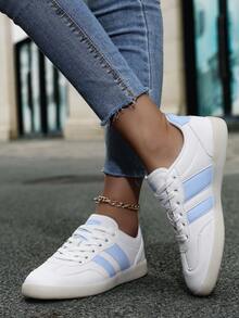 女士简约系带运动鞋，学生休闲白色运动鞋，适合女性在各种场合穿着，百搭休闲鞋