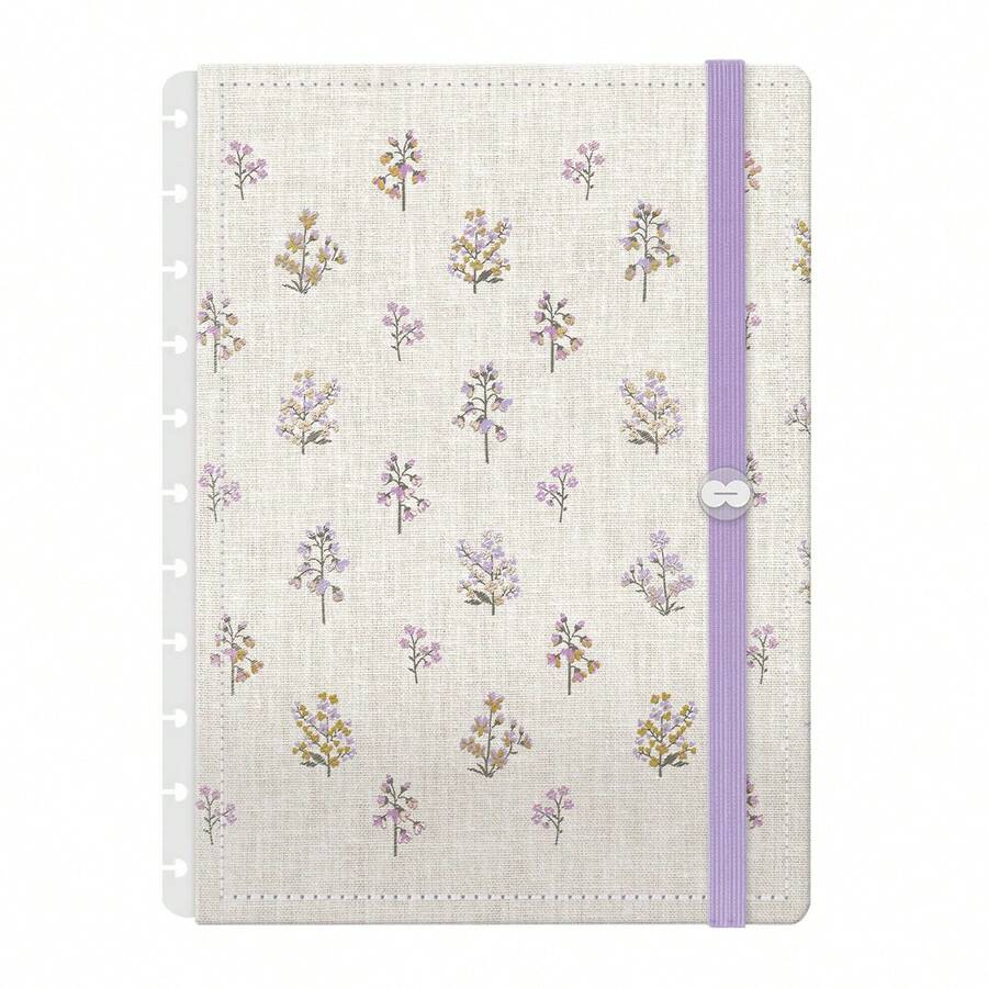 Front And Back Cover Iscool For Disc-Bound Notebook, Floral Stitching. - tử đinh hương - Xem 1