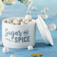 Ceramic Sugar Container/Bowl, Spice And Everything Nice, White With Silver Foil, One Size