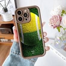 Cubierta de telefono con borde negro y textura de pelota de tenis amarilla y verde con texto GAME SET para deportes y estilo de vida activo - Café integral - Ver 2