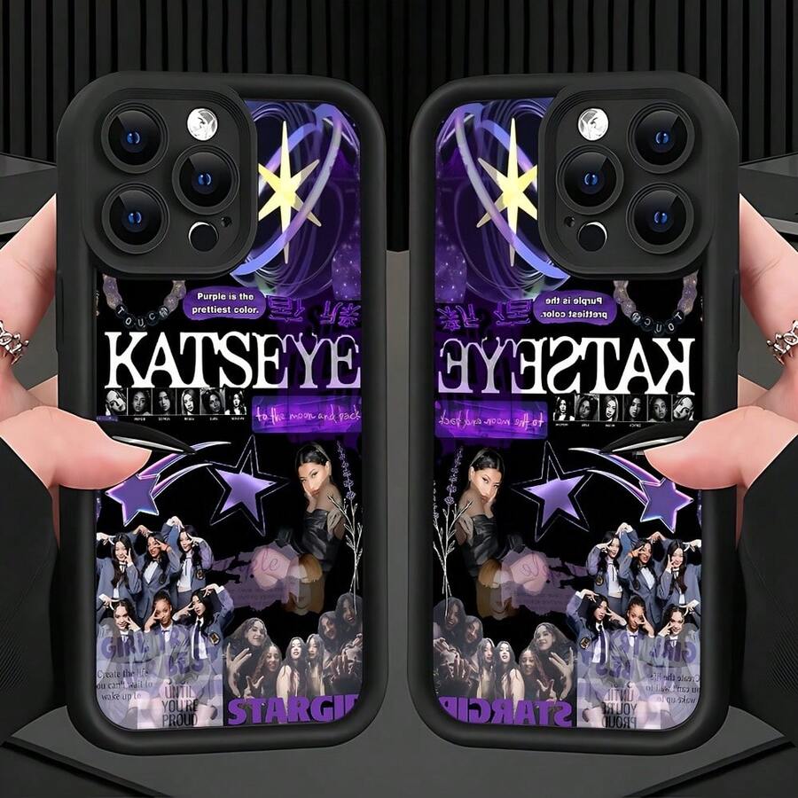 K-KATSEYE Purple Collage Phone Case For IPhone 17 16e 16 15 14 13 12 11 Mini Pro Max Air X XR XSMAX 8 7 Plus Shockproof Soft TPU Back Cover, Daily Use Case, Shockproof Protective Cover, Artistic Phone Accessories, Collage Design, High-Quality Shell, UV Printing Design, Fashion Enthusiasts, Smartphone Users Drop-Resistant, Gifts - 混合顏色 1 - 查看 1