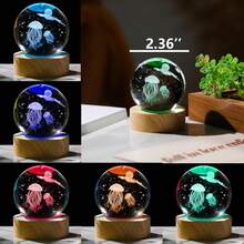 1pc 3D Jellyfish Crystal Ball - Jellyfish Decor, Anniversary, Birthday Gift For Best Friend, Jellyfish Lover, Suitable For Bedroom, Office Decor, Mother's Day, Birthday Gift - Multicolor - View 5