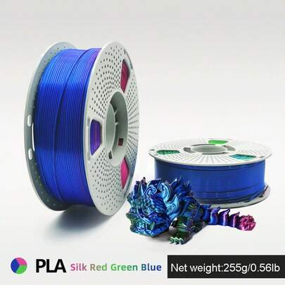 Three Color PLA 3D Printer Consumables, Diameter 1.75mm, Dimensional Accuracy+/-0.02mm, 1PC * 255 Grams/0.56lb Suitable For Amateur And Professional Enthusiasts To Use, Supporting FDM 3D Printers Of Over 99%