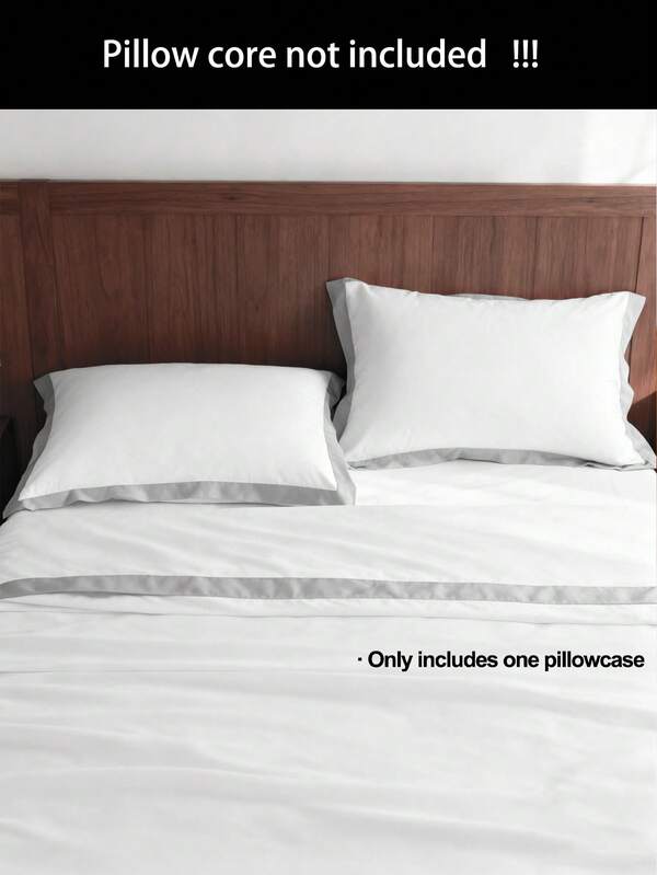 1 pieza Funda de almohada blanca de doble capa con marco gris