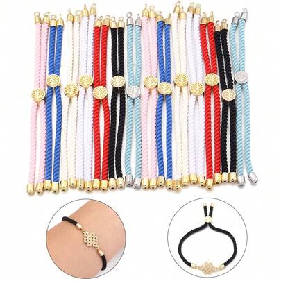 2pcs/Pack Adjustable Copper Plated Bracelet Cord, 10.5cm Multi-Color Bracelet Cord, Necklace Bracelet Clasp, DIY Jewelry Accessories
