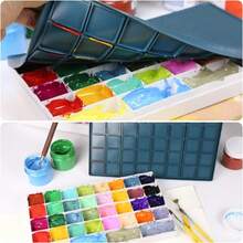 THJOPOKEEL Paleta de Pintura de Plástico con Tapa Suave, Caja de Paleta de Acuarela Portátil Rectangular, Estuche Dispensador de Pintura de Plástico para Acuarela (36 Rejillas) - 1 - Ver 5