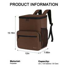 Cooler Backpack Insulated Leak-Proof Backpack Stylish Portable Cooler Bag Beach Picnic Camping Hiking Outdoor Cooling Backpack With 4 Pockets For Men Women, Brown - 棕色 - 查看 3