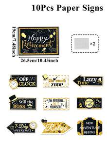 10 tấm bảng giấy trang trí tiệc nghỉ hưu màu đen và vàng, đồ trang trí nghỉ hưu unisex, phụ kiện chụp ảnh nghỉ hưu trang trọng theo phong cách cổ điển, phông nền trang trí tiệc chia tay nghỉ hưu, trang trí sân vườn ngoài trời, quà tặng tiệc. - Chủ đề nghỉ hưu - Xem 4