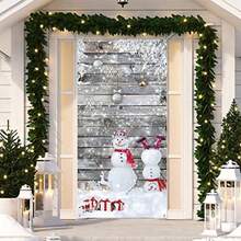 Tiamon Christmas Winter Snowman Door Cover Wonderland Door Decorations Snowflake Banner For Front Door Porch Xmas Winter Holiday Party Plies Decor 71 X 35 Inches - Red - View 5