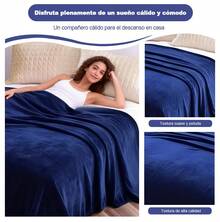 Cobijas Mantas de cama frazada Matrimoniales ,cuatro estaciones  capucha franela cálido para casa cobijas frazadas calientitas  fresca la ropa de cama cobertor king size  microfibra cobertores para borrega cobijas Matrimonial ultrasuave individual, decoracion hogar  laila  Ligero confort blanket  colcha cubrecama super suave cobija micromink 100% Poliéster cobertores  edredones edredon color morado roja rosa negra verde - Azul Marino - Ver 6