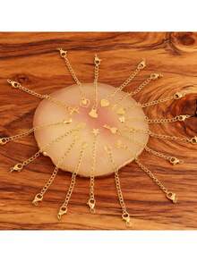 10 pezzi/lotto Catena di estensione in acciaio inossidabile con fermagli a moschettone, connettori a forma di foglia, fiocco, conchiglia, luna, croce, stella e cuore, per realizzazione di gioielli fai-da-te, accessori per braccialetti e collane con catena di prolunga - Catena a coda fai da te - Visualizzare 4