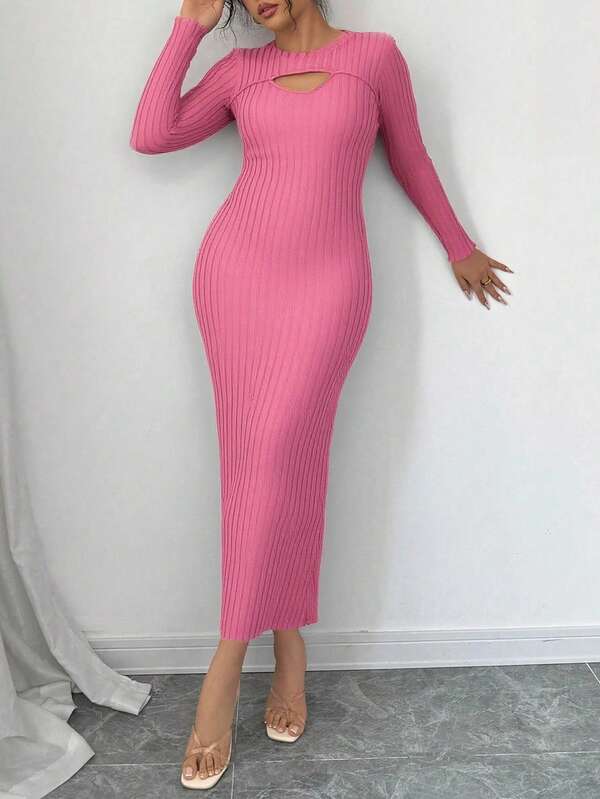 Vestido largo ajustado de punto estilo casual
