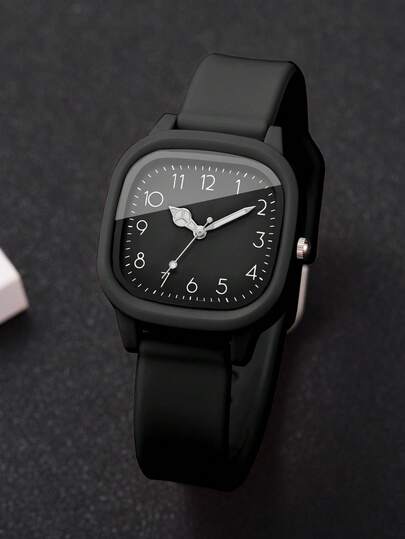 Silicone Watches, Square Dial Quartz Wrist Classic Combination Set (Watch Box Not Included) view 8