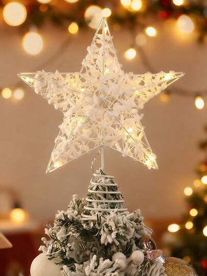 1 pièce, Étoile de décoration de sapin de Noël de 25 cm avec lumière, Lumière de sapin de Noël à LED, Décoration de sapin de Noël illuminée, Décoration de sapin de Noël en forme d'étoile à cinq branches, Pour la décoration de sapin de Noël, la décoration de la maison, la décoration extérieure, la décoration de fête de Noël, les fournitures de fête de Noël, la décoration suspendue thématique de Noël, les faveurs de fête, les décorations amusantes de fête de Noël, Bonne année, Cadeaux de Noël, Décorations de Noël, Fournitures de fête d'événement, Cadeaux pour les amis et la famille Décoration de chambre Décorations de Noël d'hiver Cadeaux de Noël à la maison Décorations de Noël