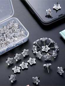 50pcs Transparent Star-Shaped Pushpins, Multipurpose, Back To School Supplies - Multicolor - View 6